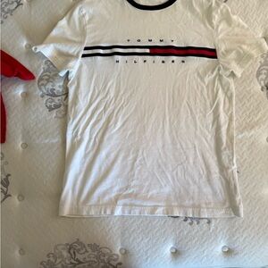 Tommy Hilfiger Red and White Short Sleeve Tee
